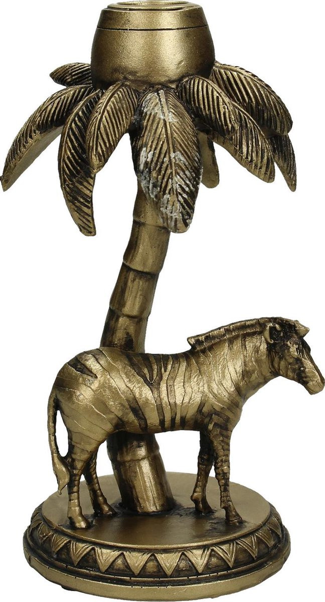 Wants & Needs Kandelaar Zebra Palmboom Goud Polyresin