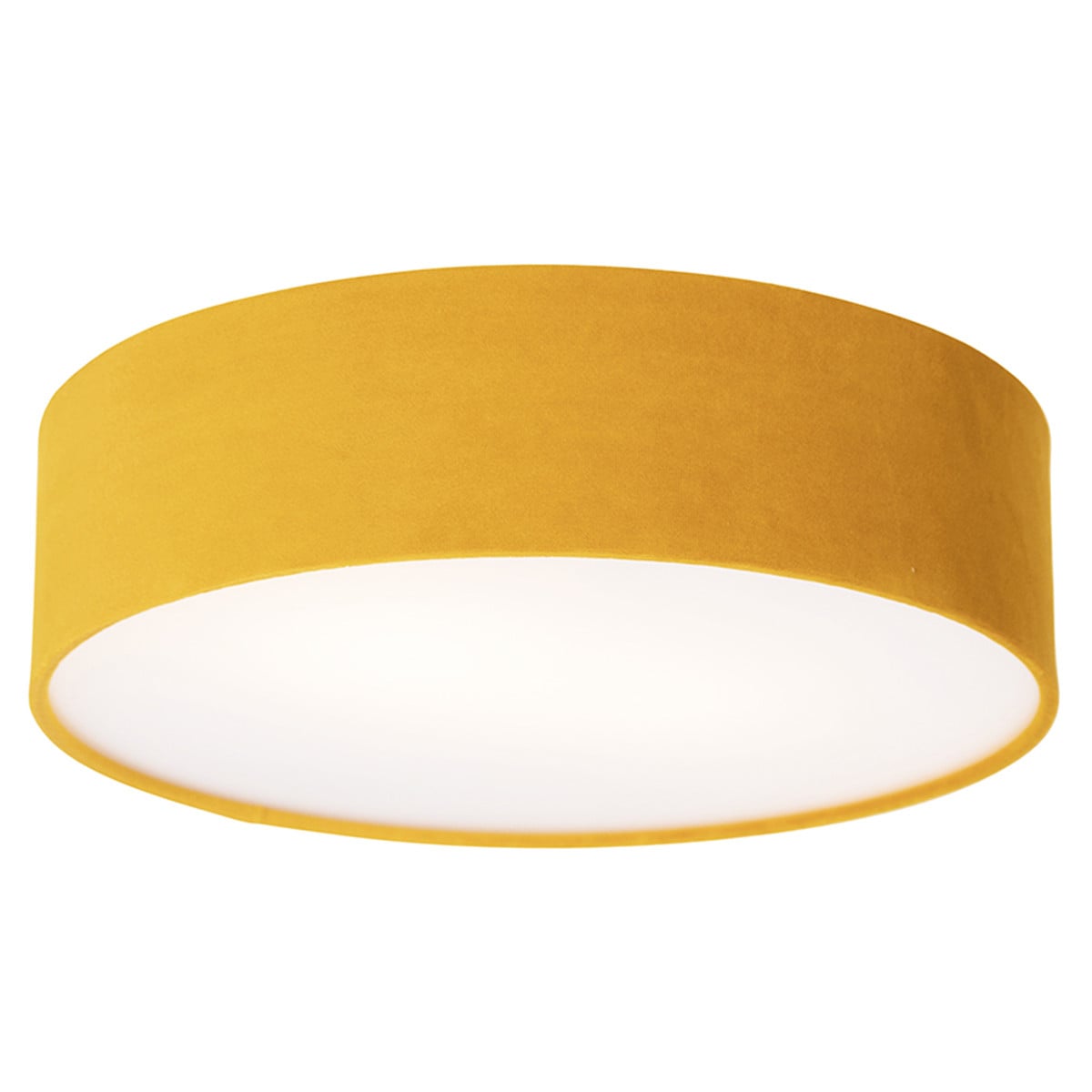 Qazqa Moderne Plafondlamp Drum - Geel met Gouden Binnenkant - Diameter: 40 cm