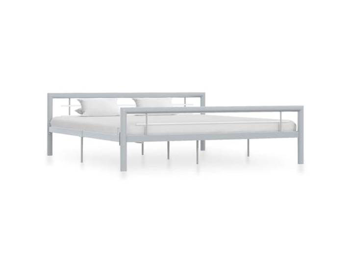 RJPLMFV Bettgestell, Metall, 180 x 200 cm, Grau/Weiß Ohne Matratze, Lattenrost inklusive, stabile Konstruktion, einfach zu montieren