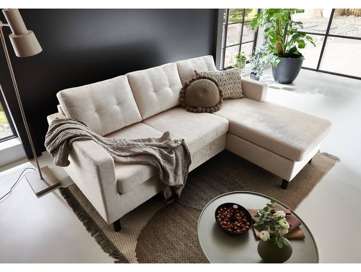 Ecksofa OTTO HOME Tea L-Form , beige (creme), B:189cm H:81cm T:150cm, Sofas, Ecksofa, Ecksofa, frei im Raum stellbar und Recamiere beidseitig montierbar