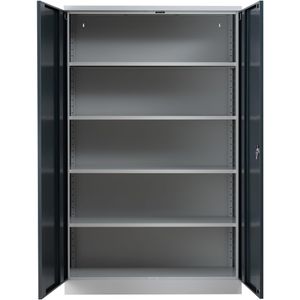 G-Office Aktenschrank FLC.192/N, aus Metall, abschließbar, 120 x 195 x 42 cm (B/H/T), anthrazit / lichtgrau