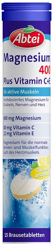 Abtei Magnesium 400 Plus Vitamin C+E Brausetabletten 15stk