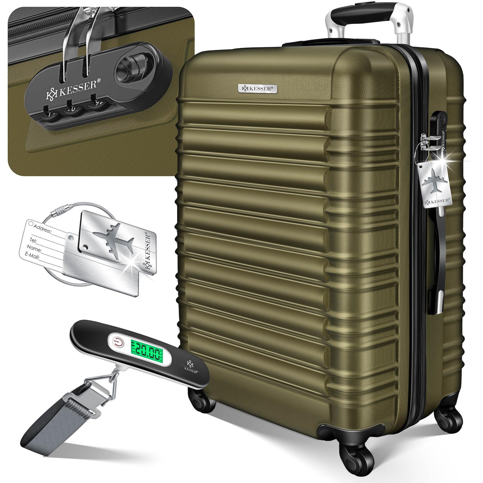 KESSER® Reisekoffer Hartschalen-Koffer Inkl. Kofferwaage + Gepäckanhänger Trolley Gepäck Rollkoffer Zahlenschloss 4 Rollen ABS-Hartschale Teleskopgriff