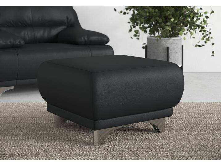 Hocker COTTA Maranello , schwarz, B:66cm H:43cm T:66cm, 100% Echtleder, Hocker, Hocker
