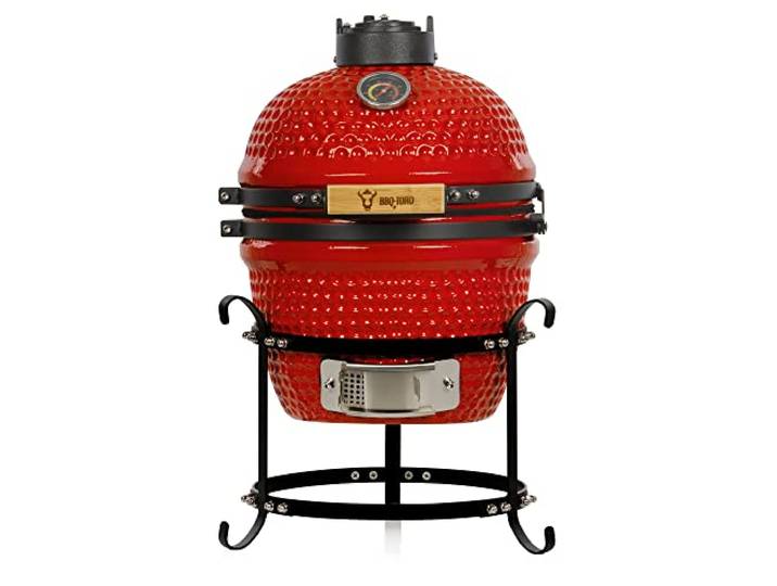 BBQ-Toro Kamado Haiiro mini Barbecue au charbon de bois Ø 32 cm avec thermomètre\, poignée en bois Rouge Kamado en céramique