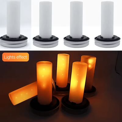 Inspire Curations Solar Mason Jar Flickering Flame LED Lantern For Garden Decor 4pcs New