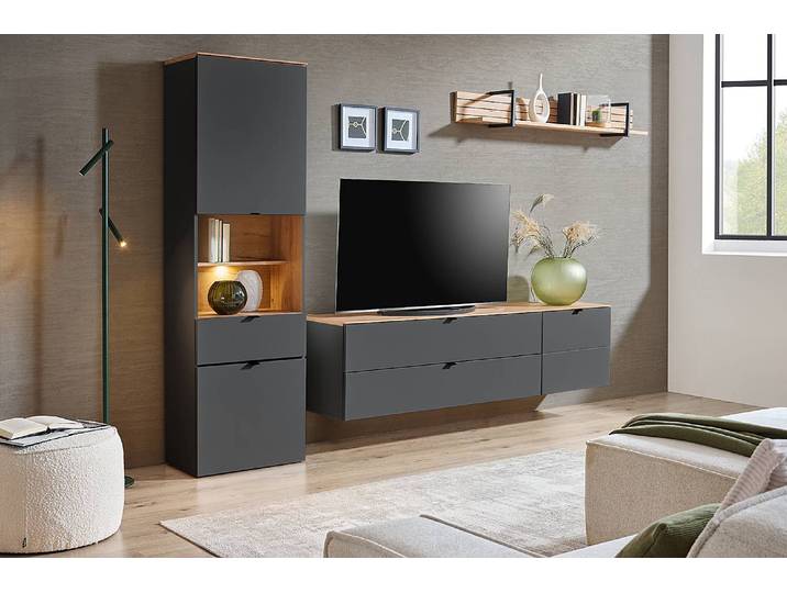 TV-Lowboard MDF Mitteldichte Holzfaserplatte , foliert Grau/Graphit 60cm