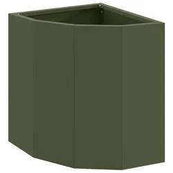 Helloshop26 - Moderne schlichte Outdoor-Eckpflanzgefäß 30 x 30 x 35 cm aus olivgrünem Stahl