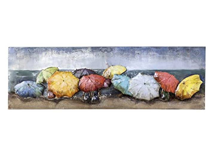 GILDE Gallery Bild xxl 'Beach of Parasols' - Sonnenschirme - Strand - Sommer - Handarbeit 180 x 60 cm