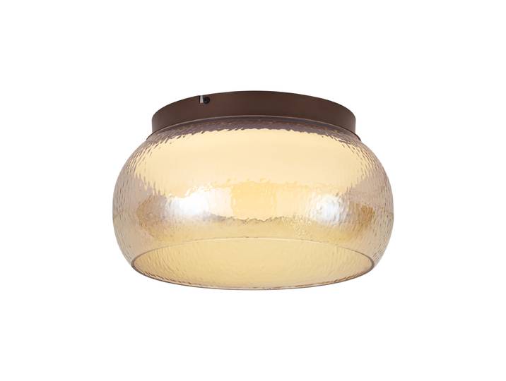 Plafonnier Art Déco marron avec verre ambré incl. LED dimmable en
