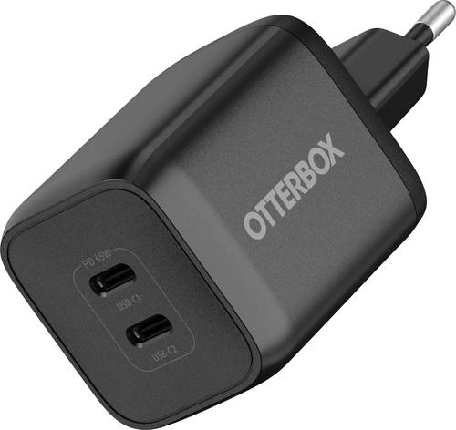 Otterbox Wall USB Ladegerät 65W 2x USB-C PPS, USB PD 3.0, USB PD Schwarz GaN, ohne Kabel, Schnellladegerät
