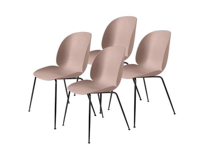 GUBI Chaise Beetle pieds noirs Lot de 4 Sweet Pink