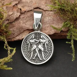 Drachensilber Zwillinge Schmuck Astrologie Sternzeichen 925 Silber Anhänger Schmuck - Silber