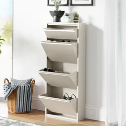 Schuhkipper Sokndal mit 4 Klappen Pfefferweiß [en.casa]