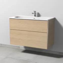 Sanipa 3way Waschtischunterbau zu Geberit Acanto Slim mit 2 Auszügen, Eiche-Nordic, BR41248 BR41248