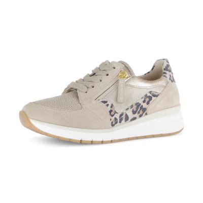 Keilsneaker GABOR "CAPRI", Damen, Gr. 39, Leder, beige (bronzefarben, gold), Lacklederimitat, Veloursleder, metallic, Schuhe, Freizeitschuh, Halbschuh, Schnürer, in Weite K (=extraweit)