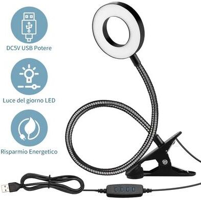 Inspired Living LumiFlex Clip On Desk Lamp LED Reading Light With Flexible Gooseneck & 3 Color Modes LumiFlex Clip On Desk Lamp LED Reading Light With Flexible Gooseneck & 3 Color Modes