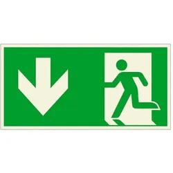 Safety Marking Rettungszeichen »Notausgang links abwärts« 30,0 x 15,0 cm Aluminium 1 Stück grau