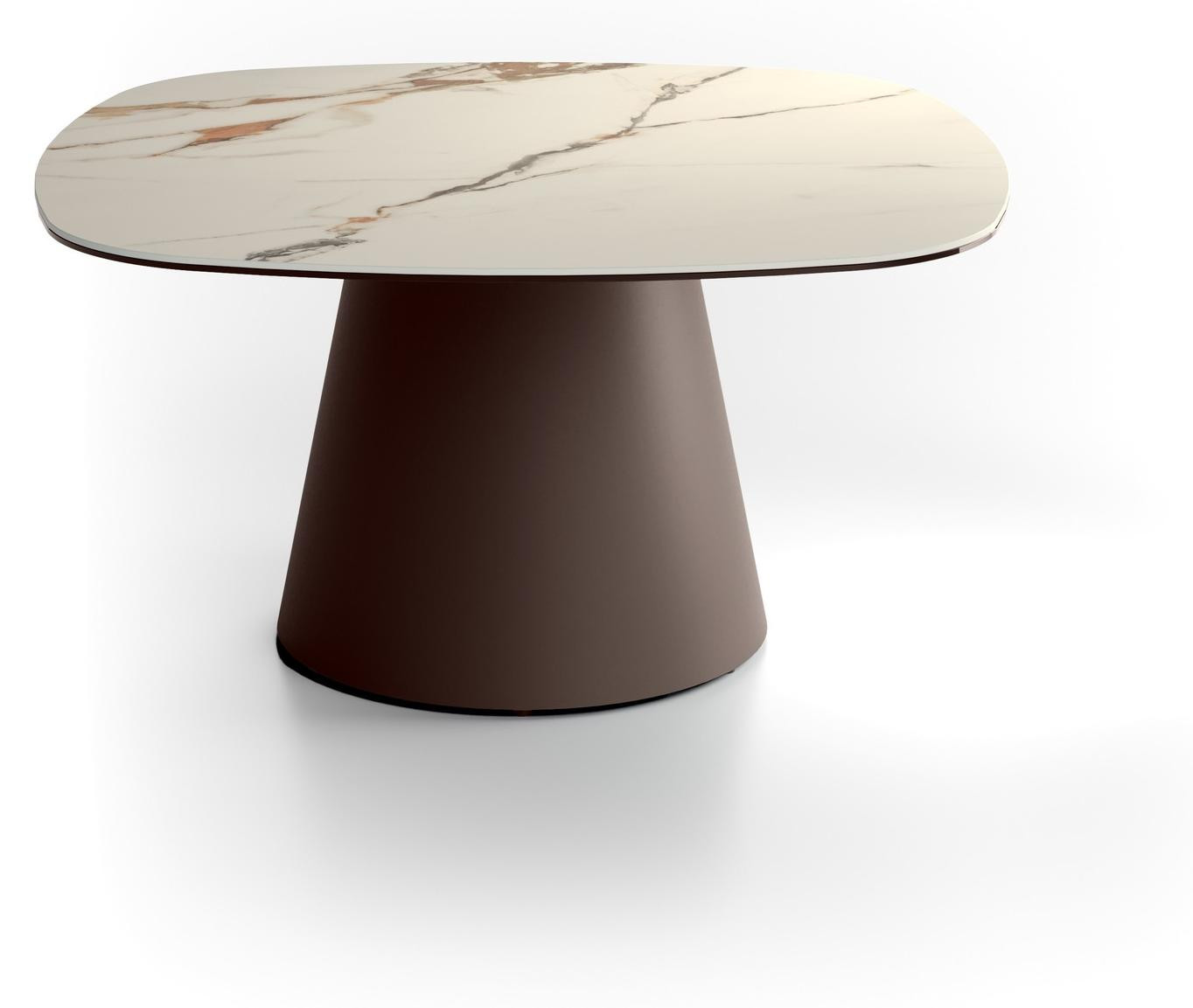 Stones Salontafel Pillar Big met keramisch blad Calacatta Borghini en bronzen metalen frame, B/D: 90 x 90 cm