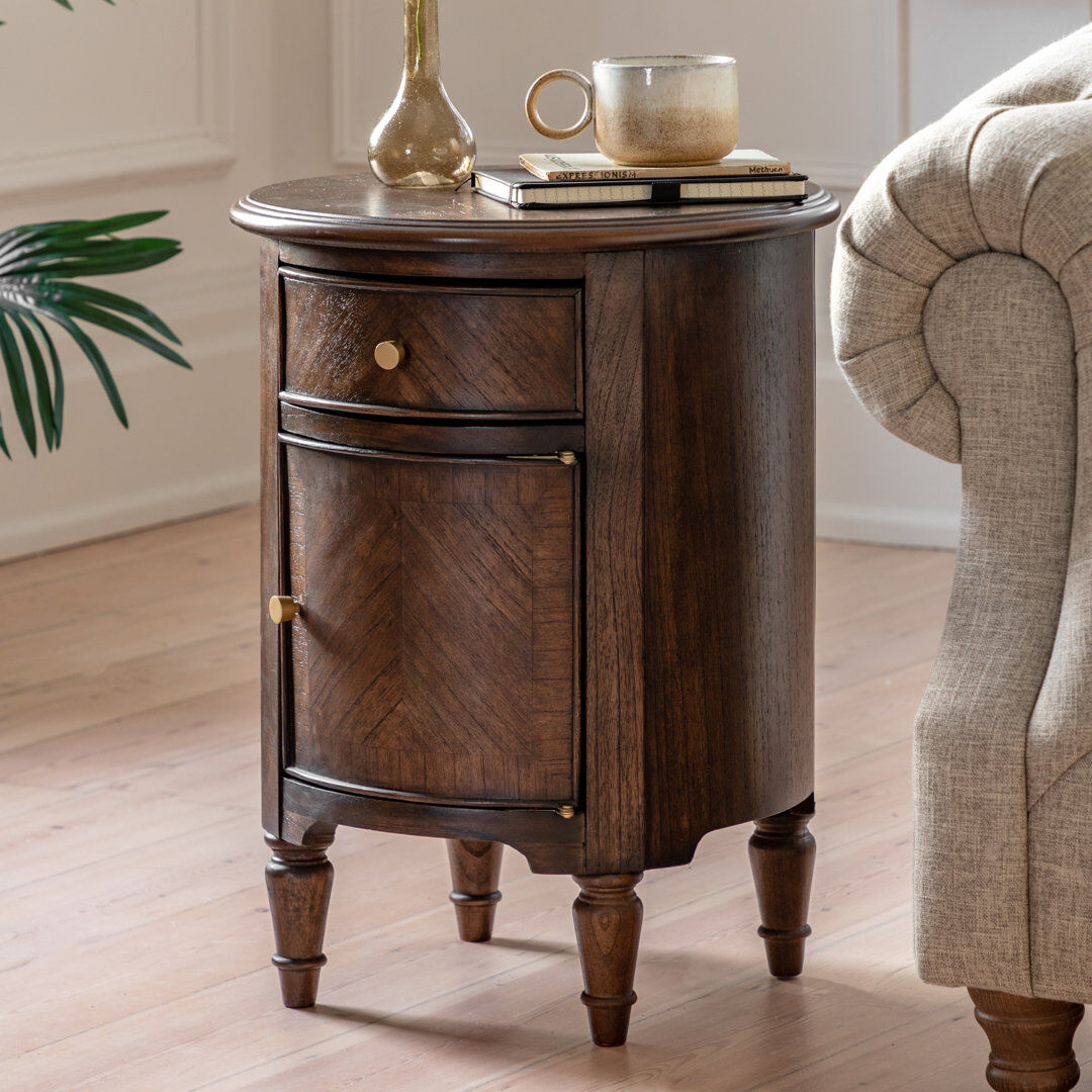 Rosalind Wheeler Danalee Four Leg Round Side Table Dark Brown Wood 59.3cm H X 45cm W X 45cm D