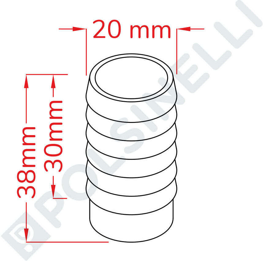 Polsinelli Embout cannelé inox Ø20 à souder