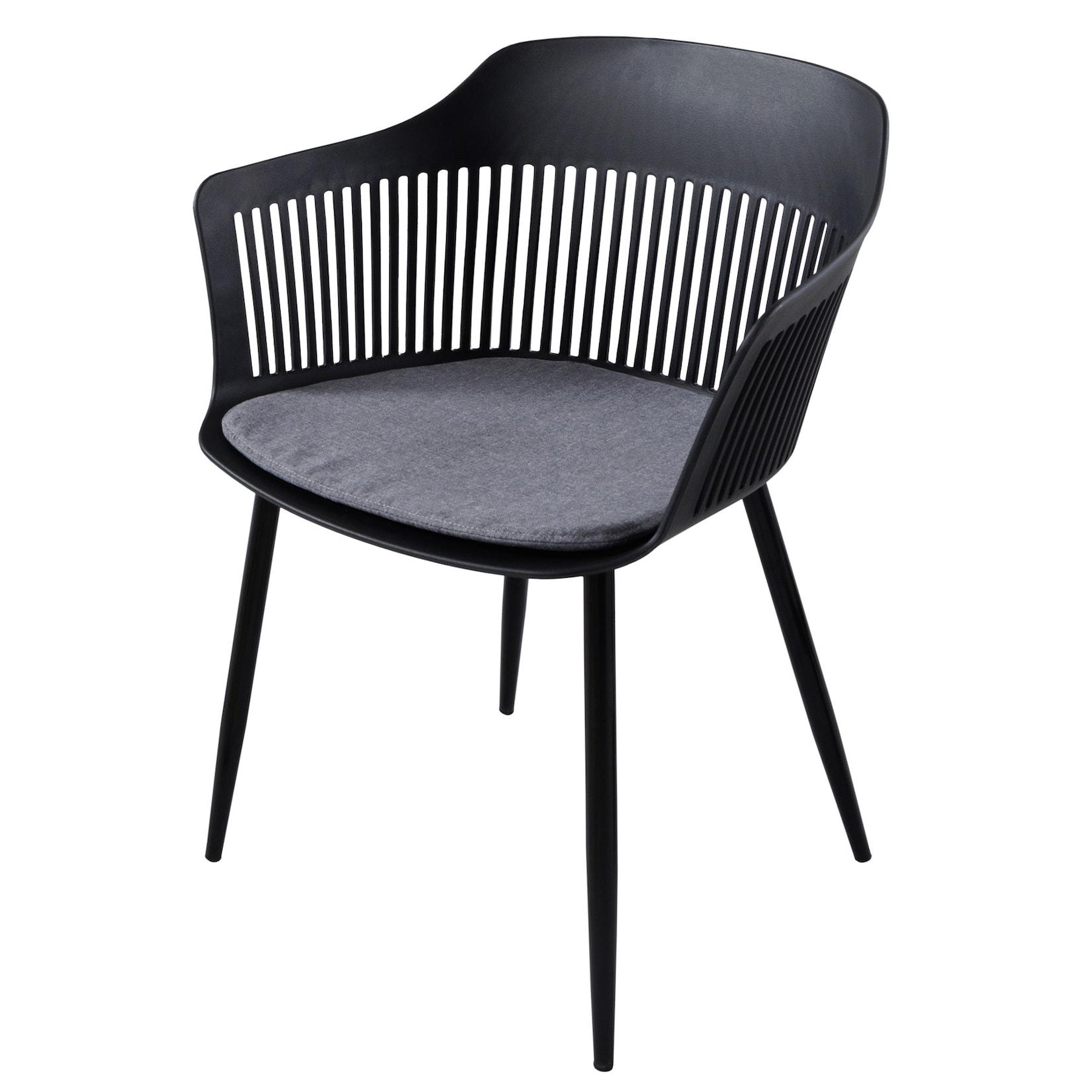 riess-ambiente Stuhl AIRE - schwarz Kunststoff Stahlgestell Indoor Outdoor inkl. Kissen