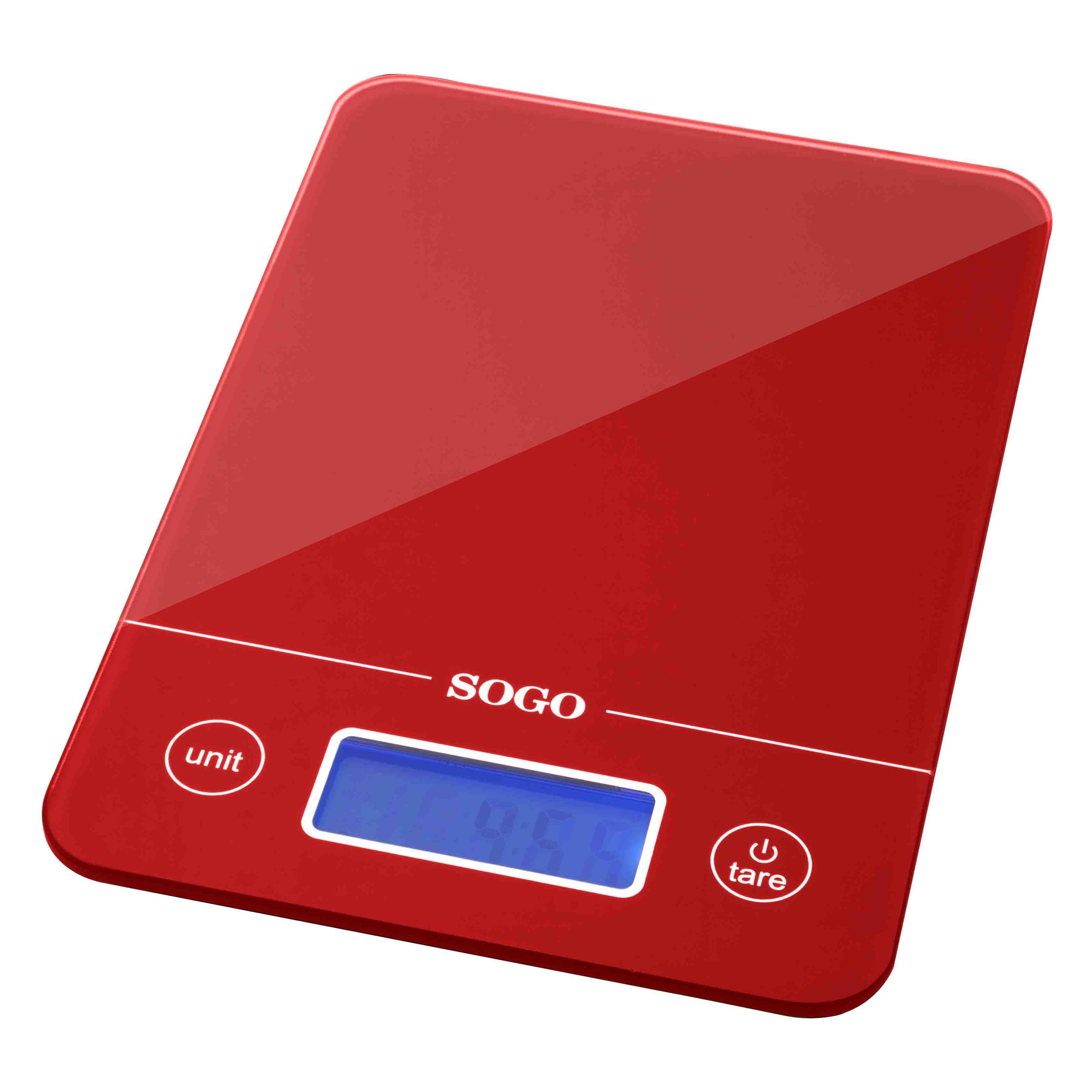 Sogo Digital Kitchen Scale, Rectangular 21 x 13cm, 5Kg - Red (SOGO065)