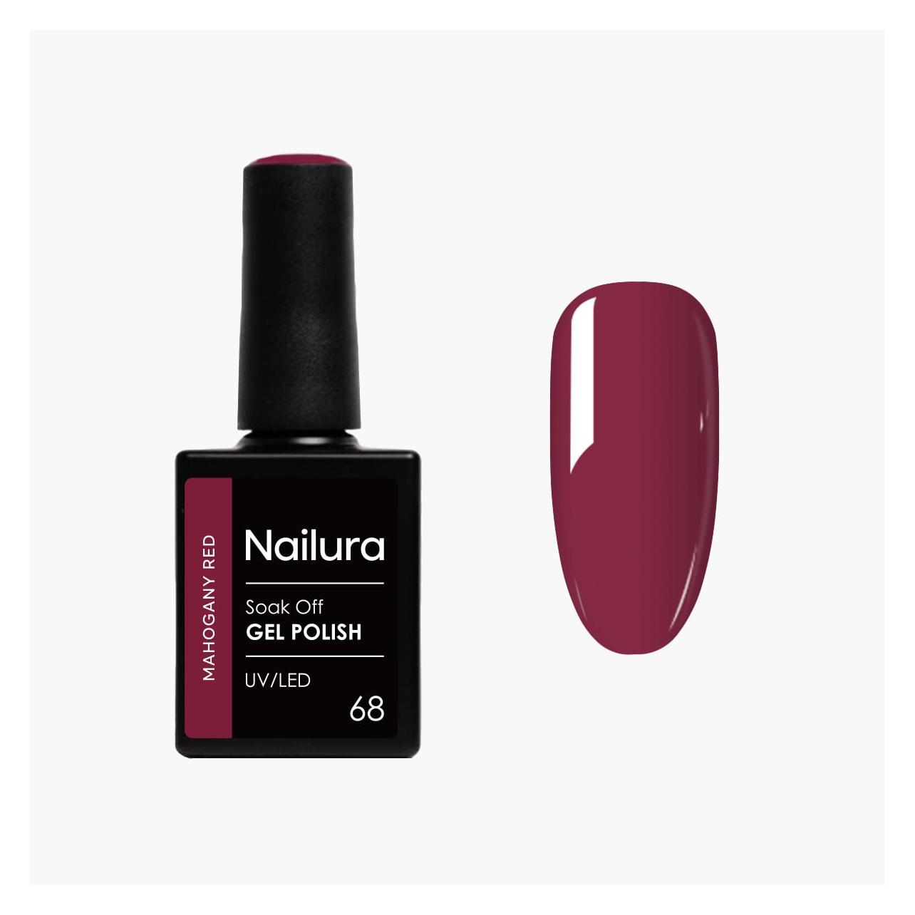 Nailura - Gel Polish 68 - Mahogany Red - 10 ml (mahagonirot, Gel-Effekt Nagellack) (70087)