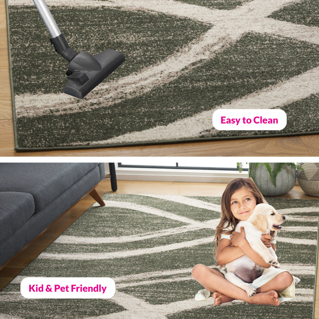 Metro Parkinson Power Loom Rug Dark Green/Ivory Square 183 cm