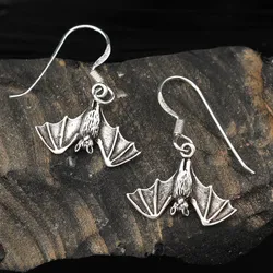 Drachensilber Fledermaus Schmuck Ohrhänger 925 Silber Paar - Silber