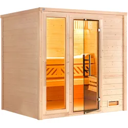 Weka Premium Massivholzsauna Bergen 2-Ganzglastür u. Fensterelement