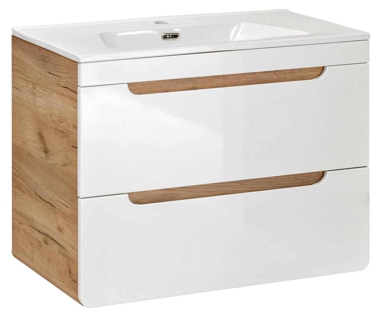 Design Waschbecken 80cm Badezimmer Waschtisch Bad Becken Hochglanz Weiß
