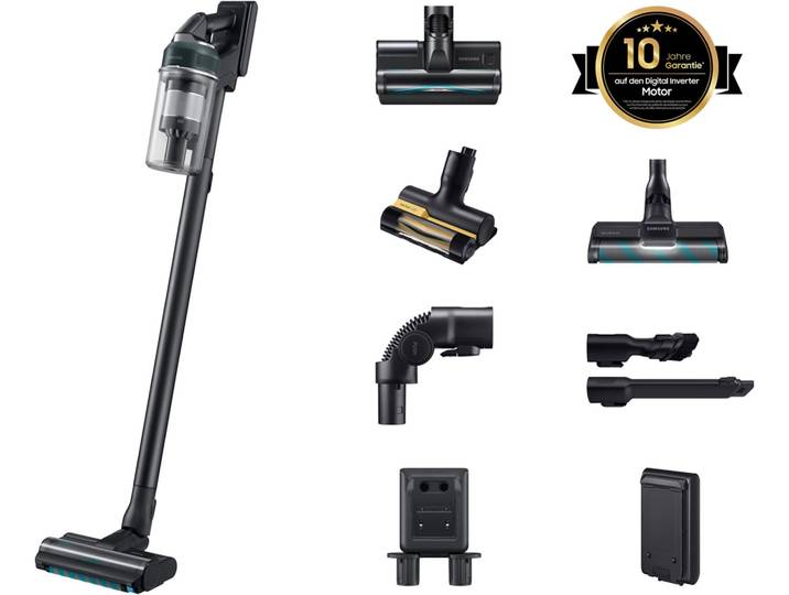 SAMSUNG Akku-Handstaubsauger VS70H25XHT/WD, Jet 85S Wet&Clean , schwarz (teal grün), B:25cm H:113cm T:20,2cm, Akkusauger, beutellos, 770 W, beutellos, Ersatzakku separat erhältlich, Akku-Handstaubsauger