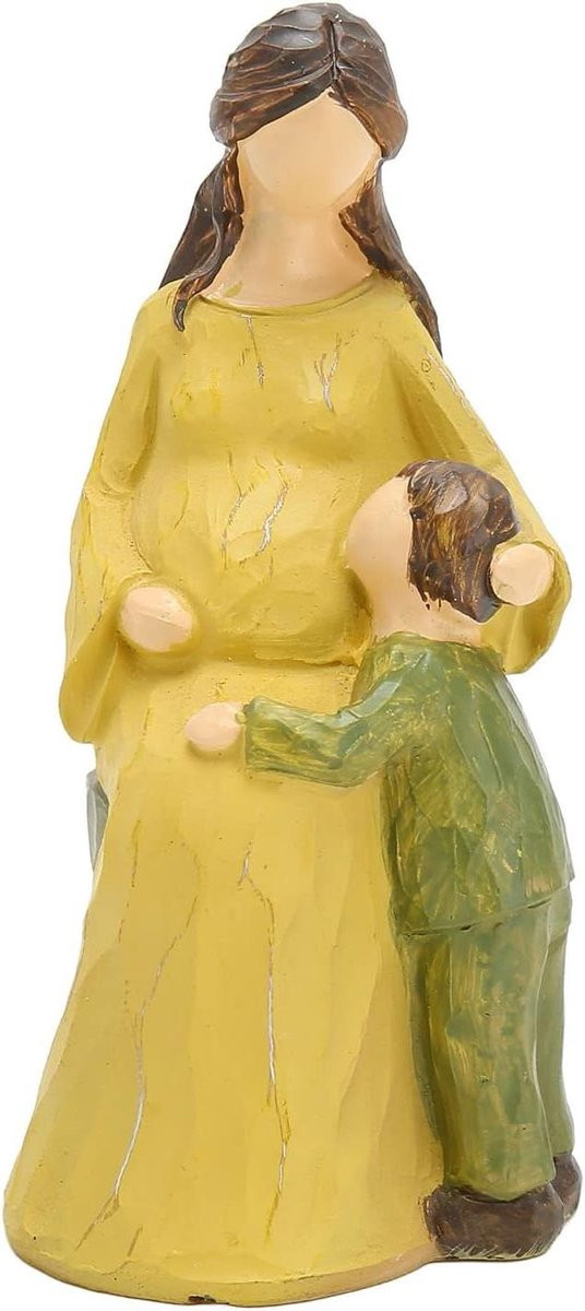 Handgemaakte abstracte moeder en kind sculptuur van hars voor decoratie in huis