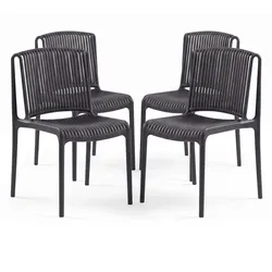 Mod. NES 4er-Set anthrazitfarbene Outdoor-Stühle für Garten, Bar, Terrasse, Restaurant, elegantes Design