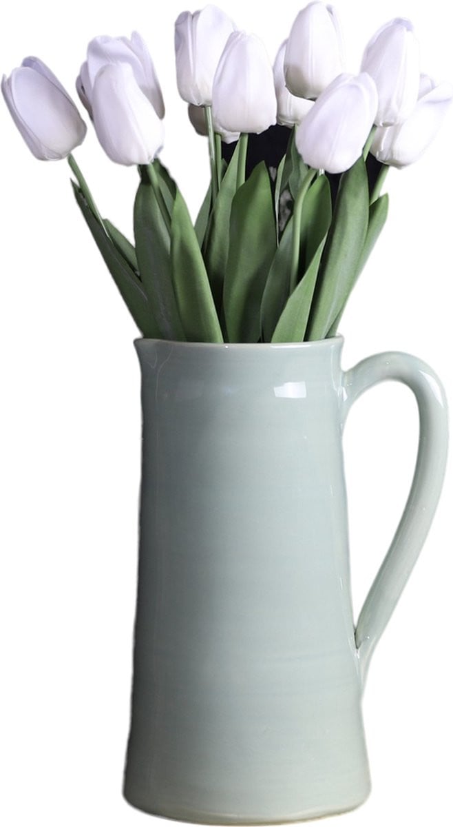 Luxe boeket van witte zijden tulpen - Onderhoudsvrije kunstbloemen