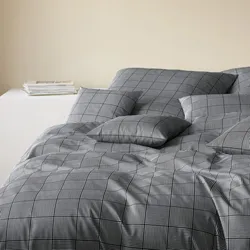 elegante Mako-Satin Bettwäsche Crossover schwarz weiß 135x200 cm + 80x80 cm - schwarz;weiß