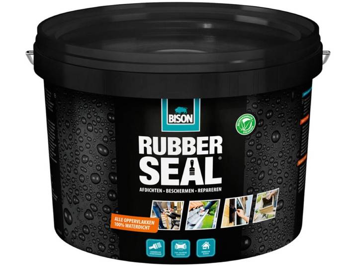 Bison Rubber Seal 2.5L- Rubber coating om oppervlakken waterdicht te maken\, dakgoot repareren\, binnen en buiten\, afdichten\, beschermen en repareren\, 2\,5 liter pot