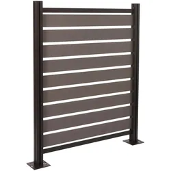 Alu Mülltonnen-Zaun MCW-K57, Basiselement Mülltonnenverkleidung, Holzoptik erweiterbar 130x110x6cm ~ grau