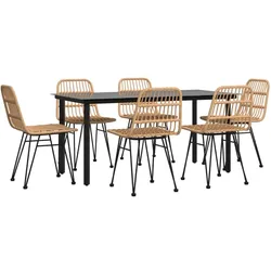 Helloshop26 - 7-teiliges Essset für den Außenbereich Gartenmöbel Rattan-Kunstharz 02_0014382