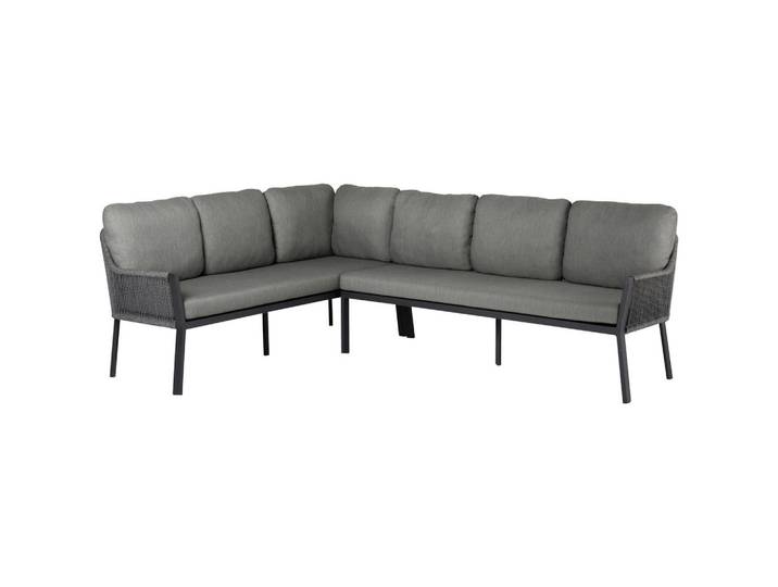 Tierra Outdoor Loungegarnitur, Anthrazit, Grau, Metall, Textil, Füllung: Komfortschaum,Komfortschaum, Ottomane links, Eckteil, L-Form, 264x205 cm, lichtecht, rostfrei, Gartenmöbel, Loungemöbel, Lounge-Serien
