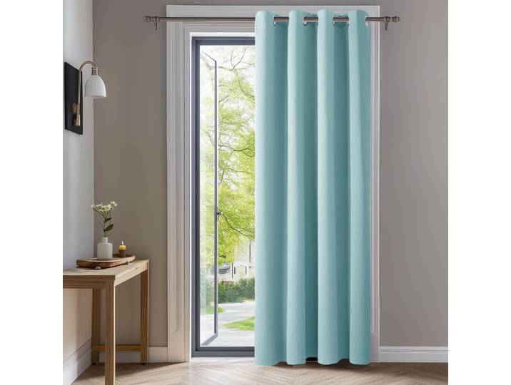 Rideaux occultants Deconovo\, couleur bleu ciel\, avec œillets\, pour une protection optimale contre la lumière et une isolation thermique