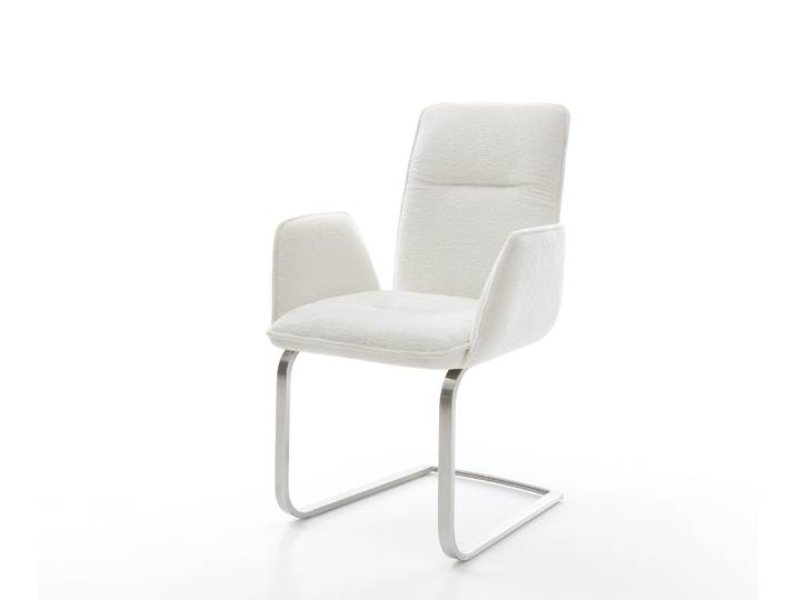 Freischwinger Vinja-Flex Bouclé Soft Beige Freischwinger flach Edelstahl, Esszimmerstühle