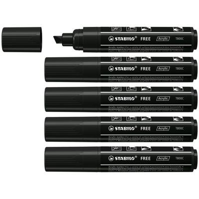 STABILO Acrylmarker, FREE Acrylic T800C, Strichbreite 4-10 mm, schwarz