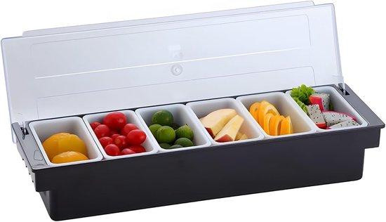 Pizza Toppings Station Condiment Dispenser met 6 afneembare compartimenten - Zwart