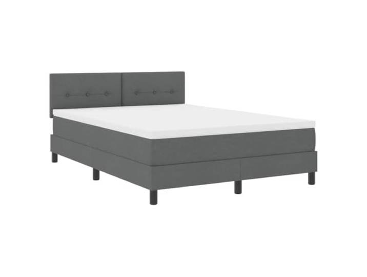 KKgypkn Boxspringbett mit Matratze 140x200 cm Stoff Dunkelgrau, verstellbares Kopfteil, Taschenfederkern, atmungsaktiv