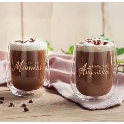 2er-Set Doppelwandige Thermo-Gläser XXL mit Goldschrift