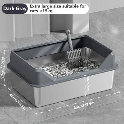 Uplifted Finds KEMORELA XL Stainless Steel Litter Enclosure dark Gray 60 Cm