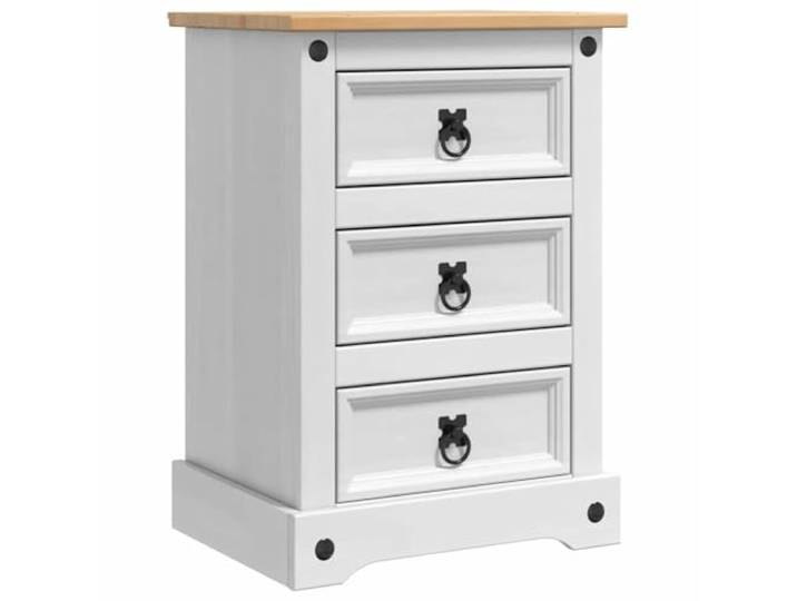 KUPTYERFG Nachttisch Massivholz Kiefer 3 Schubladen Weiß 45x35x64 cm Kompakte Kommode fürs Schlafzimmer: Robustes Kiefernholz, drei leichtgängige Schubladen und freistehende Flexibilität.