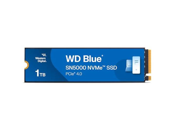 WD Blue SN5000 NVMe SSD 1 TB interne SSD (Snelheden tot 5.150 MB/s/4.900 MB/s lezen/schrijven, 600 TBW, Western Digital nCache 4.0, Acronis True Image Western Digital-software)
